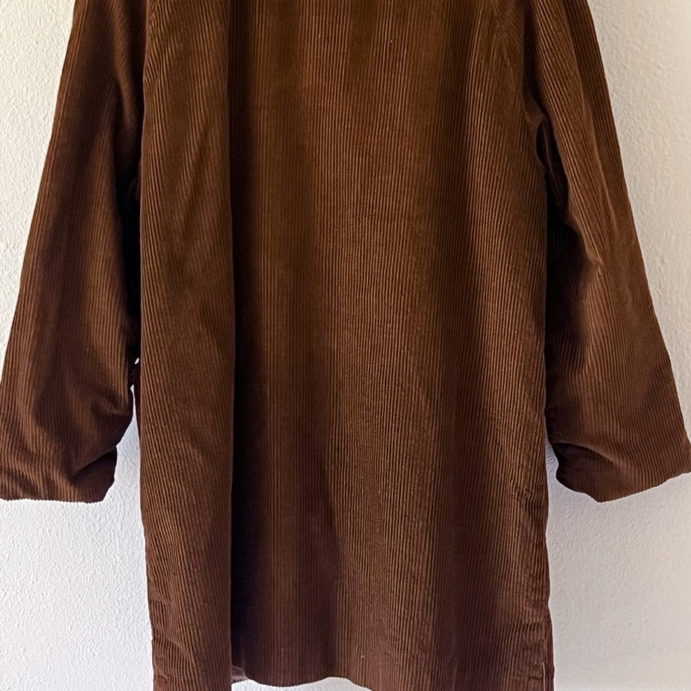 Vintage Camel Brown Corduroy Coat Peter Pan Collar Bracelet Sleeves - Picture 11 of 15